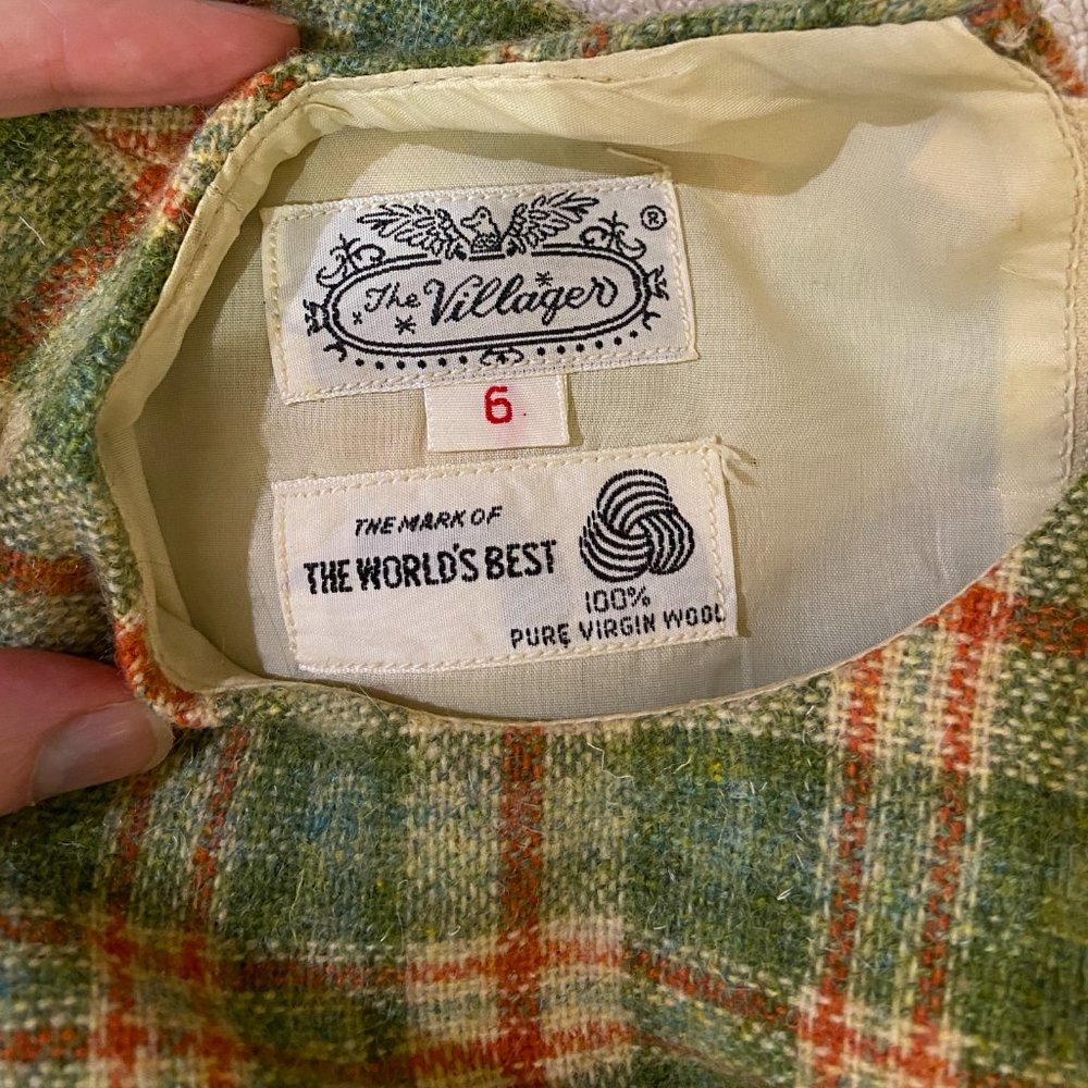 Rare Vintage Plaid Wool Romper Dress - Picture 3 of 8